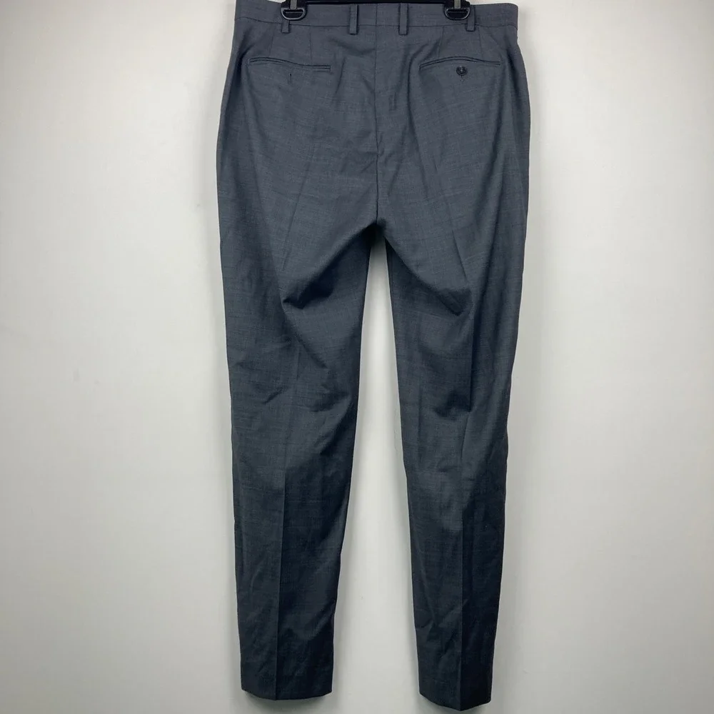 Calvin Klein Mens Slim fit Dress Pants 36 / 32 Dark‎ Grey Solid Stretch